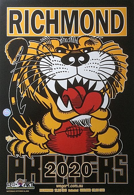 2020 Black Richmond Tigers WEG Prem Poster Includes POST IN AUST